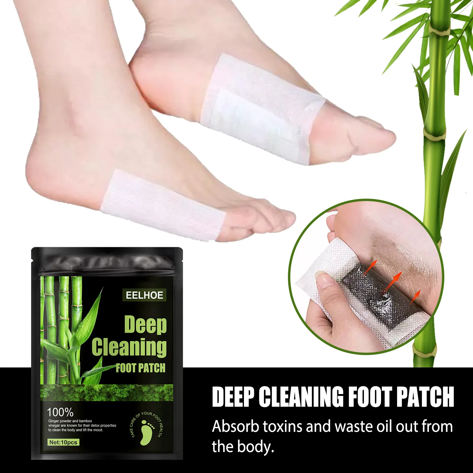 EELHOE Natural Wormwood Bamboo - огляд і ціна Detox Foot Patch