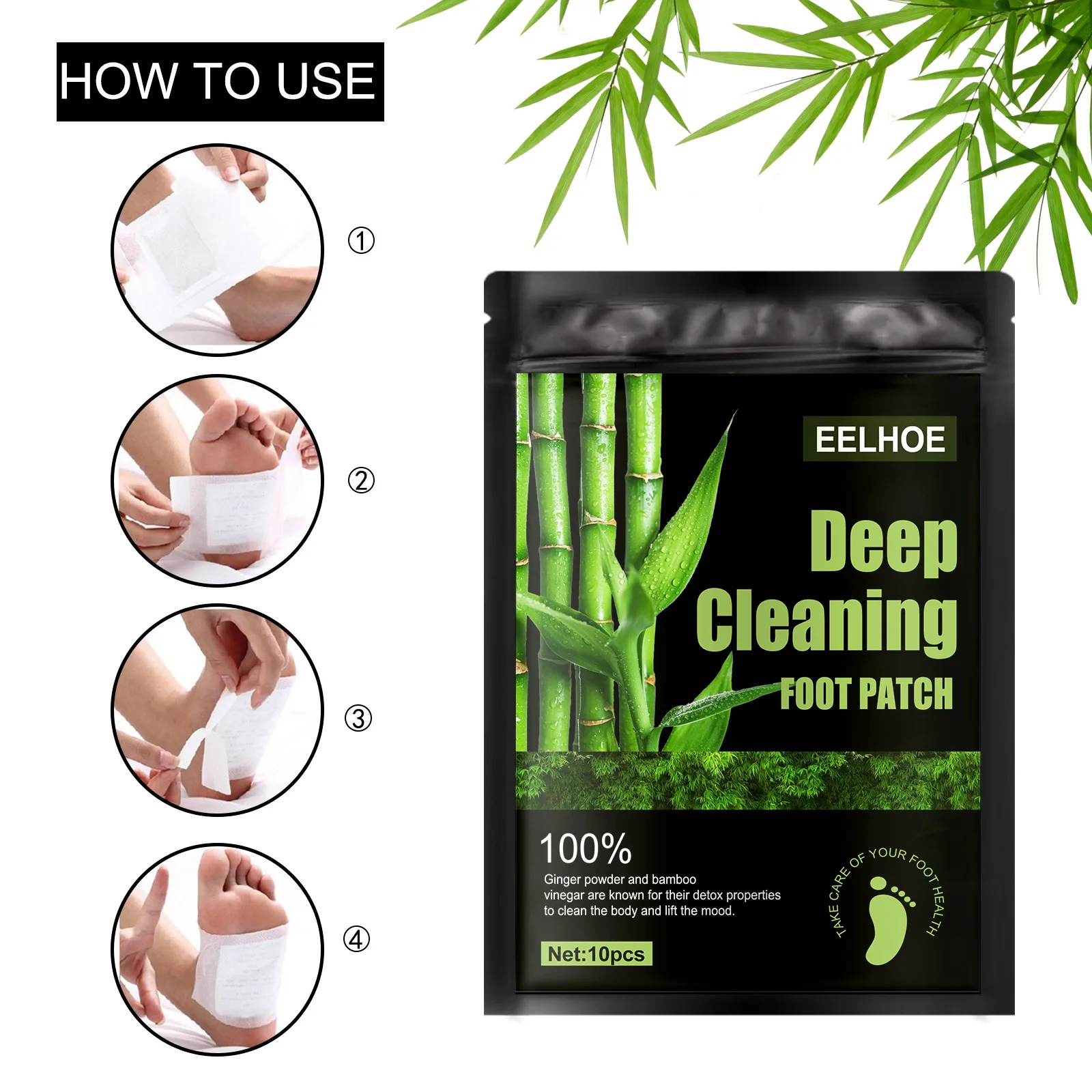 EELHOE Natural Wormwood Bamboo - огляд і ціна Detox Foot Patch
