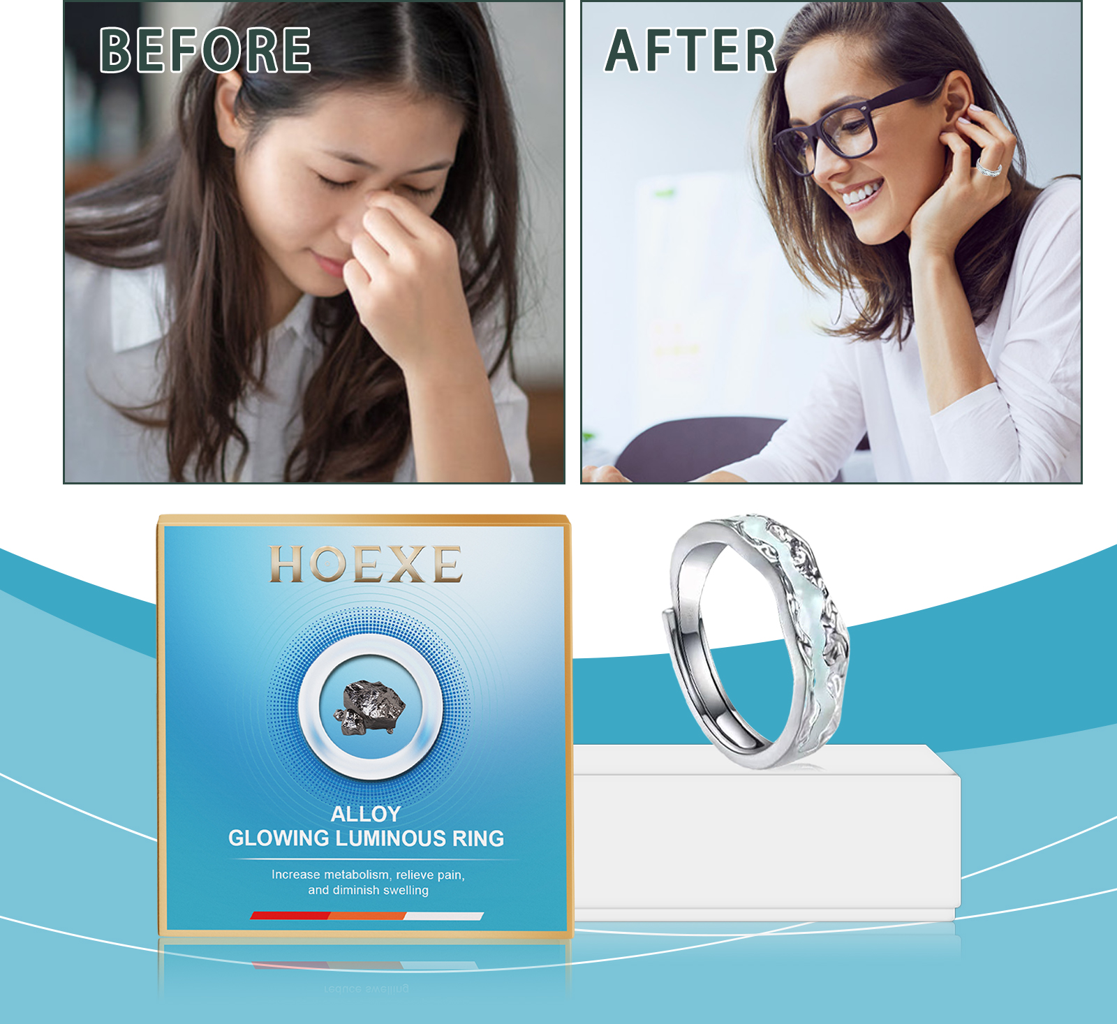 Hoexe Silver Luminous Ring for - огляд і ціна Wellness Health. Ring